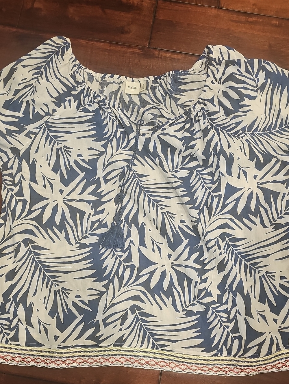 Rafaella Blue and White Top Size 2X